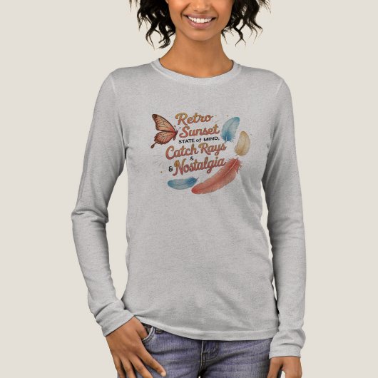 Featherlight Vibes - Retro Sunset Nostalgie Tri-Blend Shirt (Vorderseite)