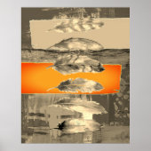 Feathers Abstract Modern Brown Orange Poster Print (Vorne)