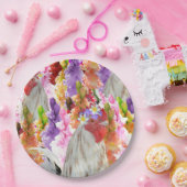 Feathers and Blooms: Rooster unter den Hollyhocks Pappteller (Party)