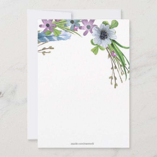 Feathers and Blume Brautparty Einladung (Rückseite)