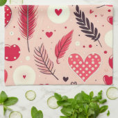 Feathers and Hearts Romantic Geschirrtuch (Gefaltet)
