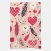 Feathers and Hearts Romantic Geschirrtuch (Vertikal)