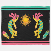 Feathers and Kokopelli Fleece Blanket (Vorderseite (Horizontal))