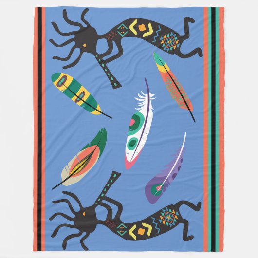 Feathers and Kokopelli Fleece Blanket (Vorderseite)