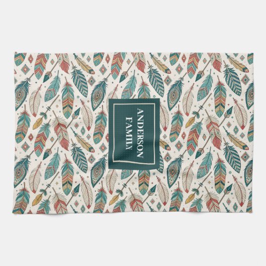 Feathers & Arrows Towel Personalized Tribal Look Geschirrtuch (Horizontal)