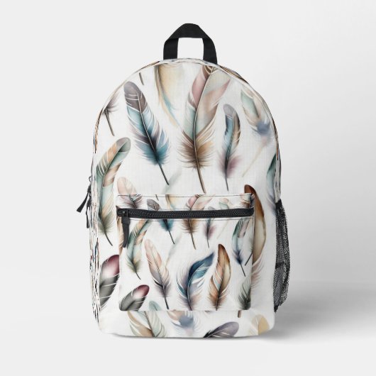 Feathers Bedruckter Rucksack (Vorderseite)