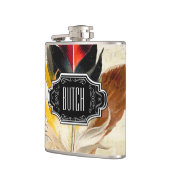 Feathers Black Yellow Hipster Pattern Flachmann (Links)