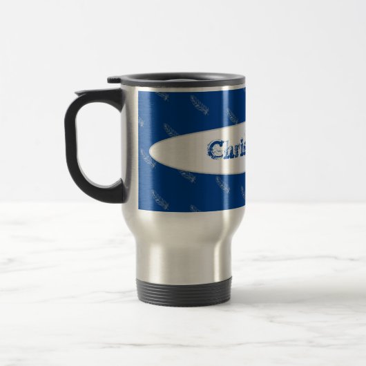 Feathers Blue Typografy Name Monogram Template Reisebecher (Links)