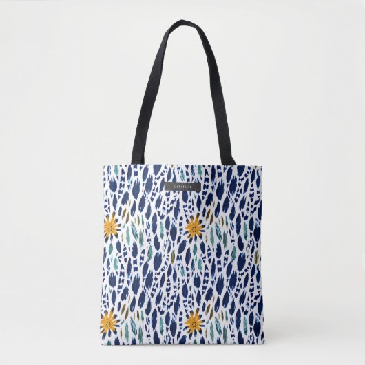 Feathers & Blume Blaues Muster Tasche (Vorderseite)
