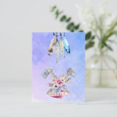 Feathers Blume und Liebe Wasserfarbdesign Postkarte (Stehend Vorderseite)