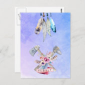 Feathers Blume und Liebe Wasserfarbdesign Postkarte (Vorne/Hinten)