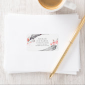 Feathers Bohemisch Romantische Graurosa Hochzeit Adressaufkleber (Insitu)