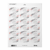 Feathers Bohemisch Romantische Graurosa Hochzeit Adressaufkleber (Vorne)