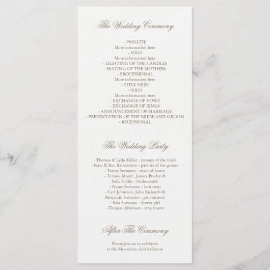 Feathers Boho Aquamarin Hochzeitsprogramme Programm (Rückseite)