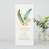 Feathers Boho Aquamarin Hochzeitsprogramme Programm (Stehend Vorderseite)