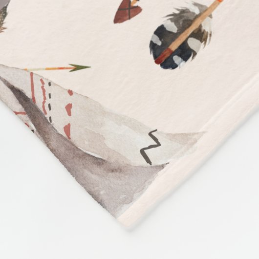 Feathers Boho Aquarelltüte Fleecedecke (Ecke)