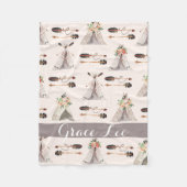 Feathers Boho Aquarelltüte Fleecedecke (Vorderseite)