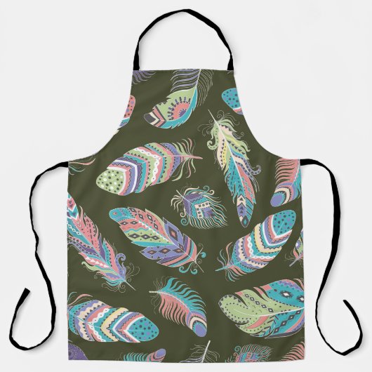 Feathers Boho Nahtlose Muster. Stammesvolkstümlich Schürze (Vorderseite)