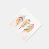 Feathers Boho Paper Napkins Pink Gold Girl Wild Serviette (Ecke)