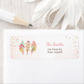 Feathers Boho Tribal Rücksendeadresse Label Wild O (Insitu)