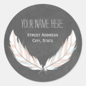 Feathers + Chalkboard Address Sticker (Vorderseite)