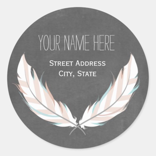 Feathers + Chalkboard Address Sticker (Vorderseite)