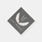 Feathers + Chalkboard Monogram Wedding Serviette (Ecke)
