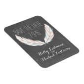 Feathers + Chalkboard Wedding Save the Date Magnet (Rechte Seite)
