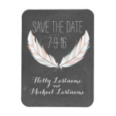 Feathers + Chalkboard Wedding Save the Date Magnet (Vertikal)