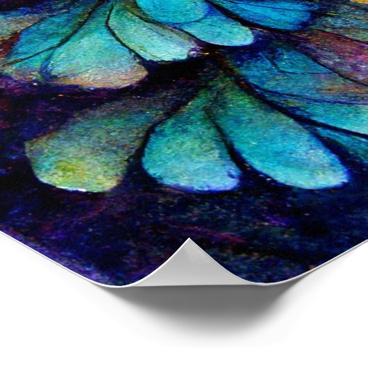 Feathers Floral Rainbow Alcohol Ink Poster (Ecke)