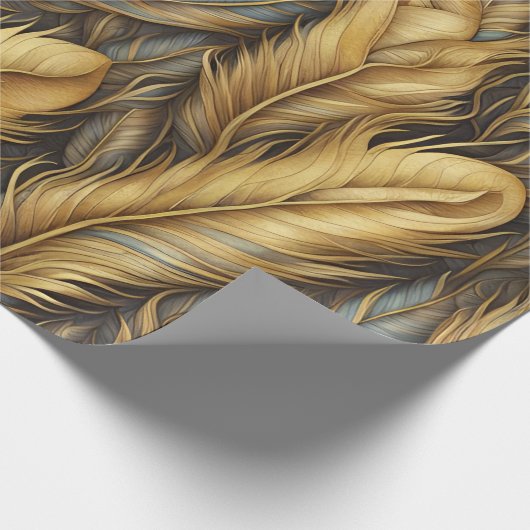 Feathers Golden Silver Art Geschenkpapier (Ecke)