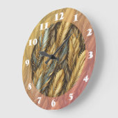 Feathers Golden Silver Art Große Wanduhr (Winkel)