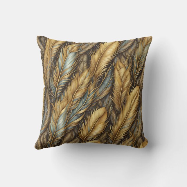 Feathers Golden Silver Art Kissen (Rückseite)