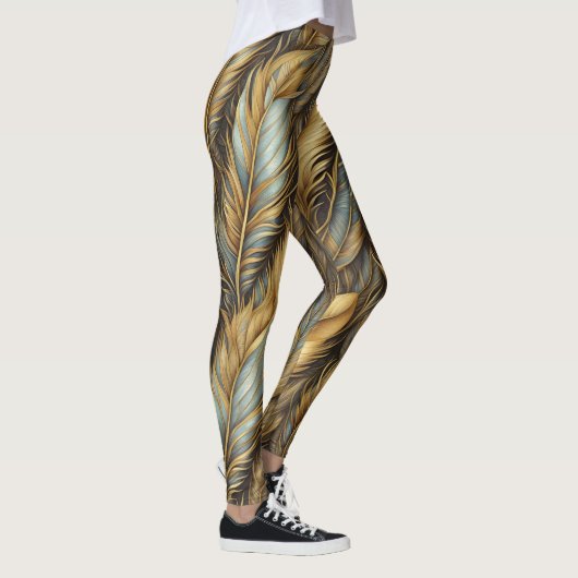Feathers Golden Silver Art Leggings (Rechts)