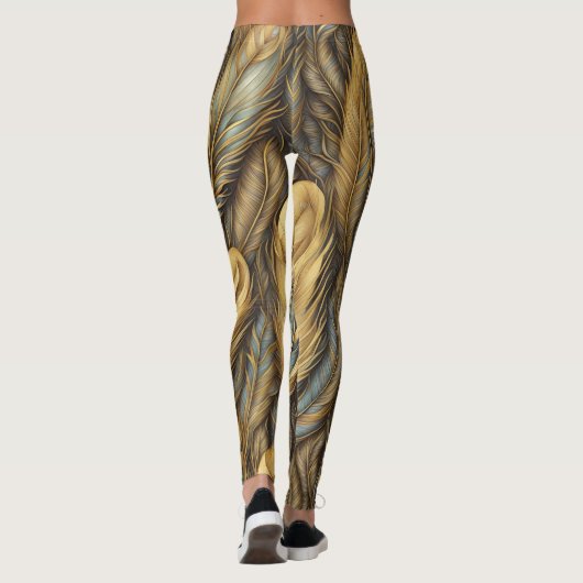 Feathers Golden Silver Art Leggings (Rückseite)