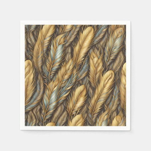 Feathers Golden Silver Art Serviette (Vorderseite)