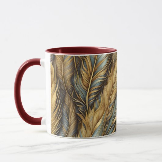 Feathers Golden Silver Art Tasse (Links)