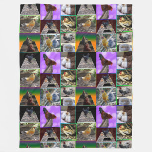Feathers in Focus: Ein Collage von Hühnerroosters Fleecedecke
