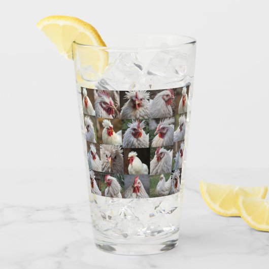 "Feathers in Focus: Ein Portrait eines weißen Hühn Glas (Vorderseite Ice)