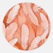 Feathers in Peach Fuzz Farbe, Runder Aufkleber (Vorderseite)