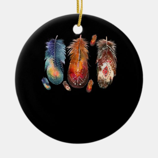 Feathers Indian Native Pride Indigenous Keramik Ornament (Vorne)