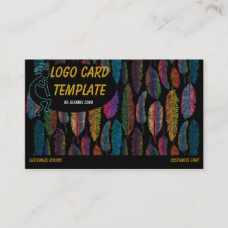 Feathers Kokopelli Logo Business Card Visitenkarte