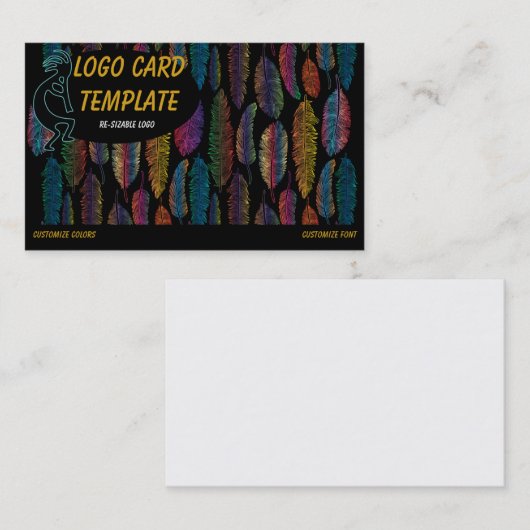 Feathers Kokopelli Logo Business Card Visitenkarte (Vorne/Hinten)
