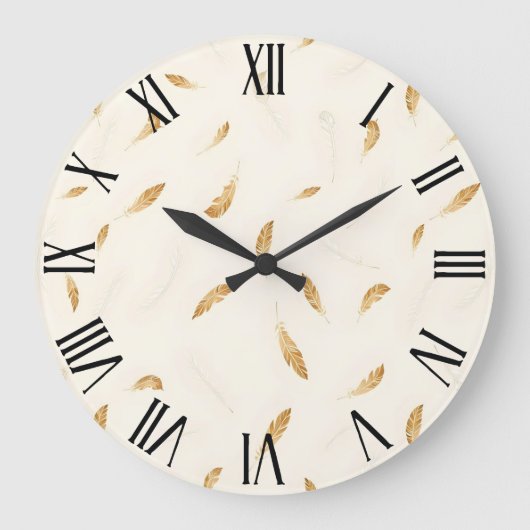 Feathers Luxury Modern Boho Collection Große Wanduhr (Vorderseite)