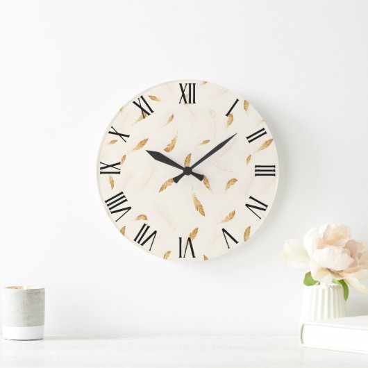 Feathers Luxury Modern Boho Collection Große Wanduhr (Zuhause)