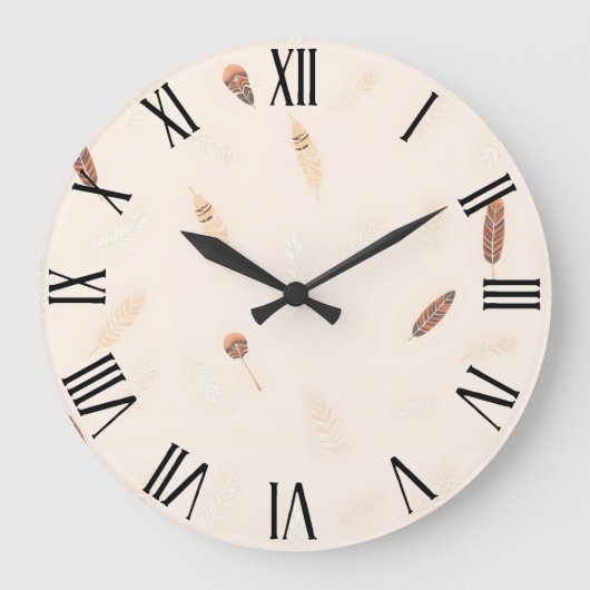 Feathers Luxury Popular Boho Collection Große Wanduhr (Vorderseite)