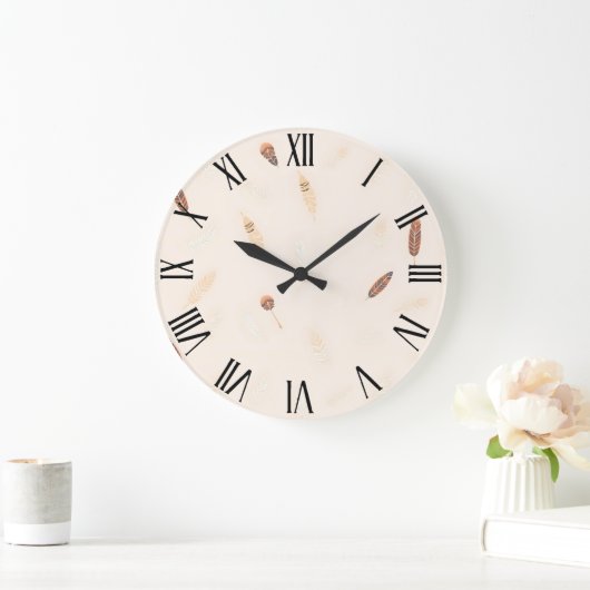 Feathers Luxury Popular Boho Collection Große Wanduhr (Zuhause)