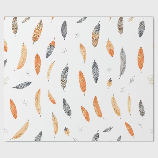 Feathers Luxury Trendy Boho Collection Geschenkpapier (Flach)