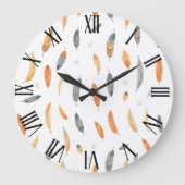 Feathers Luxury Trendy Boho Collection Große Wanduhr (Vorderseite)
