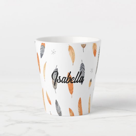 Feathers Luxury Trendy Boho Collection Milchtasse (Vorderseite)